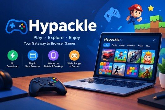Hypackle browser games on laptop with gaming controller