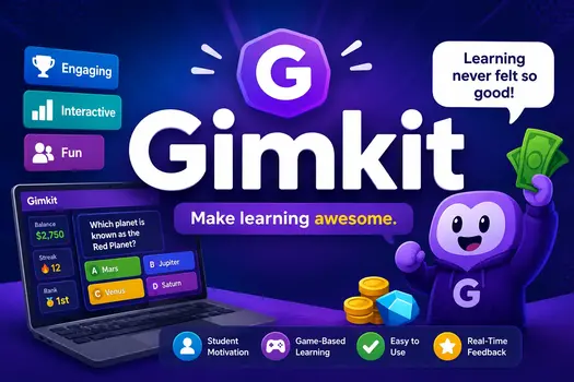 Gimkit teacher dashboard showing kit library, analytics, and class management tools