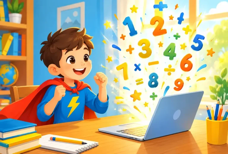 Boy laughing while playing free math games on MathPlayZone