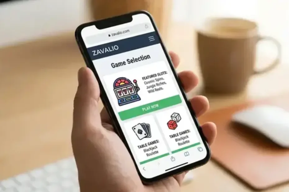 Zavalio com online gaming platform homepage with slots and casino games